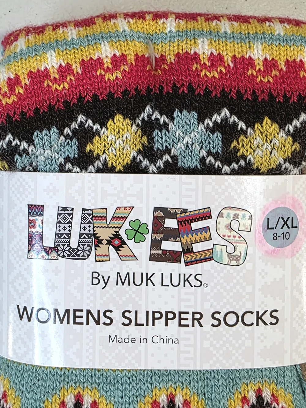LUK-KEES Muk Luks Women's L/XL (8-10) Multicolor Slipper Socks NEW